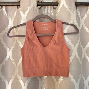 WORN ONCE Ribbed Dark Blush Crop Top / nylon material